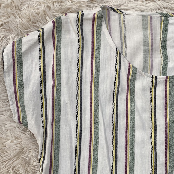 Staccato Cap Sleeve Button Back Top 💗 White & Multi Stripes - Picture 7 of 16